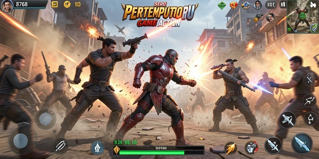 Tampilan dinamis game Action 8768 dengan pertarungan seru.