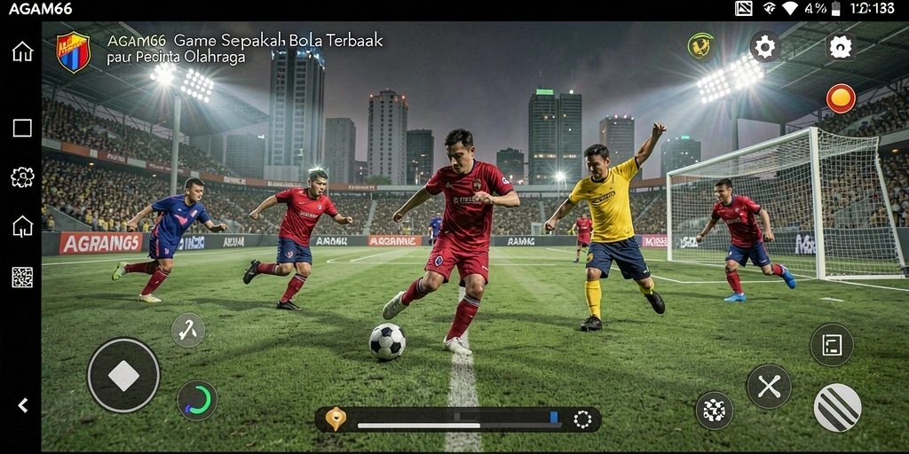 Tampilan gameplay seru dalam AGAM66, menunjukkan aksi di lapangan sepak bola.