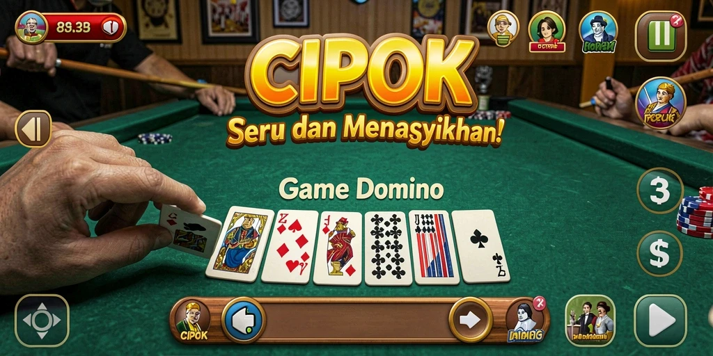 Tampilan gameplay menakjubkan dalam CIPOK dengan desain domino yang modern.