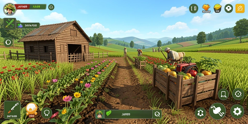 Tampilan gameplay seru di JAYA89 dengan aktivitas pertanian.
