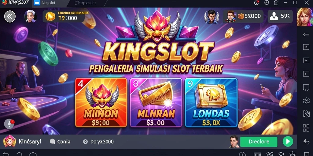 Tampilan gameplay KINGSLOT dengan grafis warna-warni dan antarmuka yang intuitif.