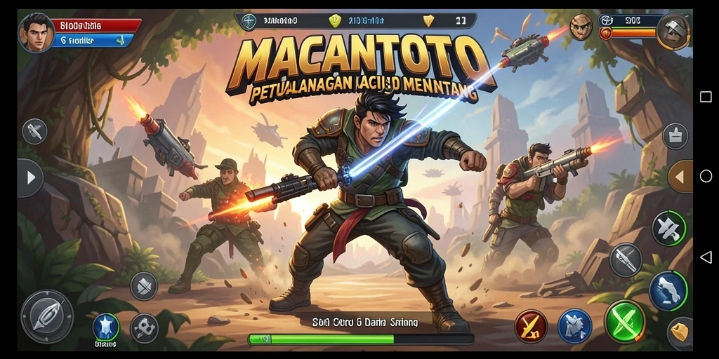 Tampilan gameplay seru dari MACANTOTO saat bertarung melawan musuh.