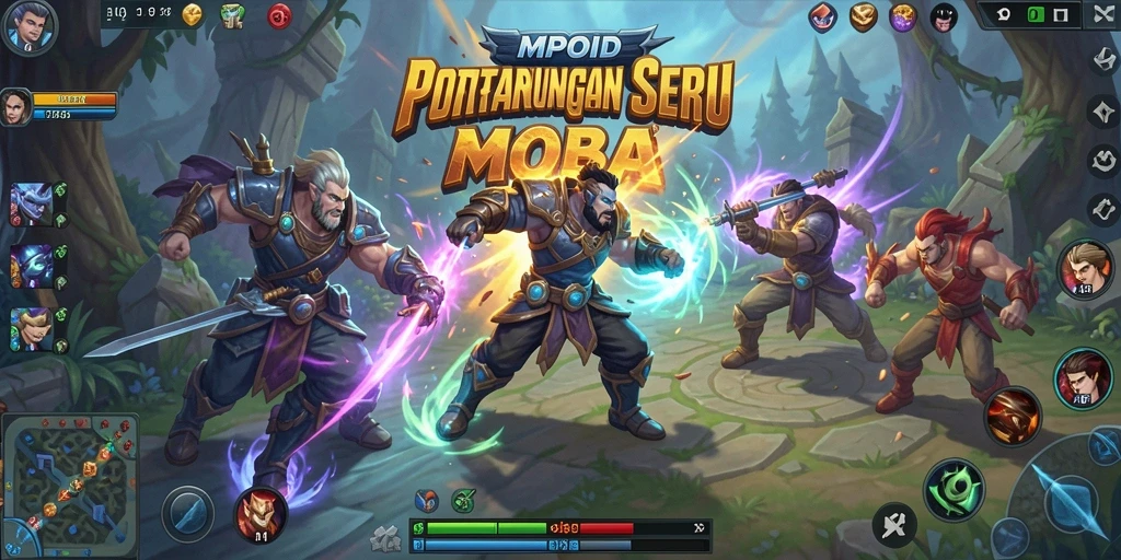 Tangkapan layar MPOID menampilkan aksi mendebarkan dalam pertandingan MOBA.