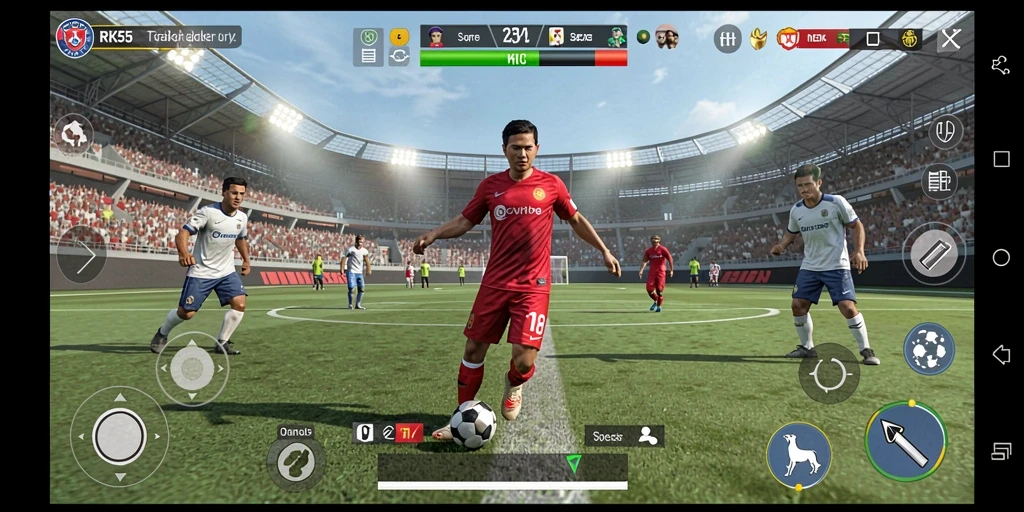 Tampilan seru dari gameplay olahraga RK55 yang menegangkan.