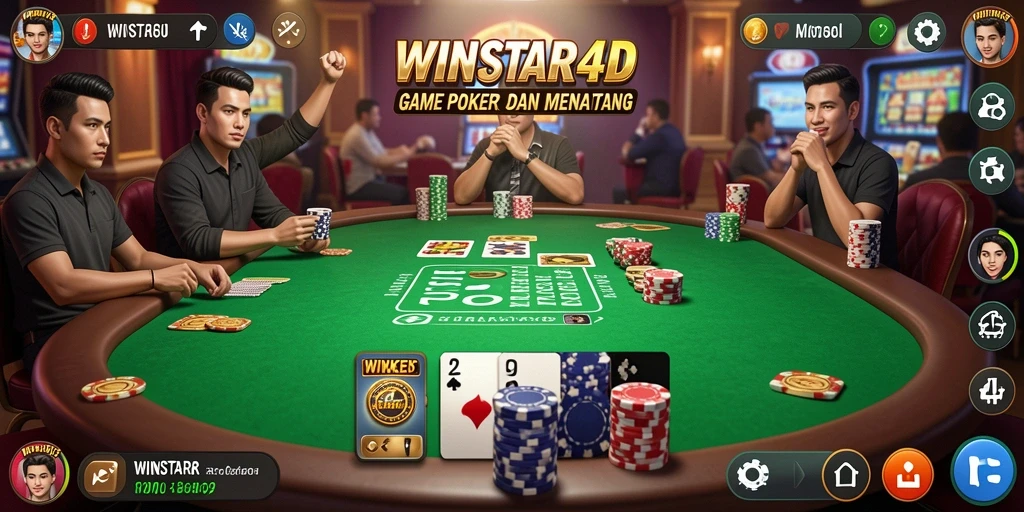 Screenshot gameplay WINSTAR4D menampilkan suasana permainan Poker yang seru.